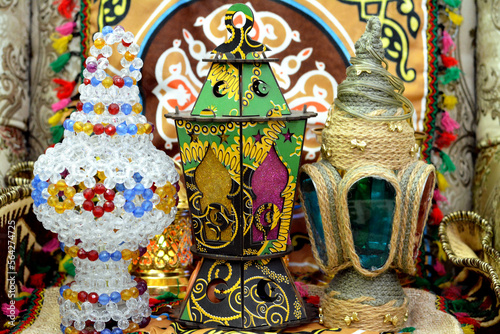 Ramadan Lantern lamp or Fanous Ramadan as a festive celebration of the Islamic fasting days in Arabian Islamic countries, religion holy fast days among Muslims, selective focus photo