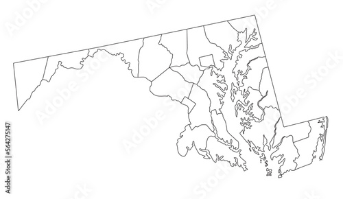 Highly Detailed Maryland Blind Map.