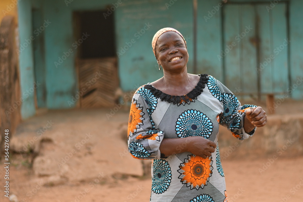 happy elderly african woman