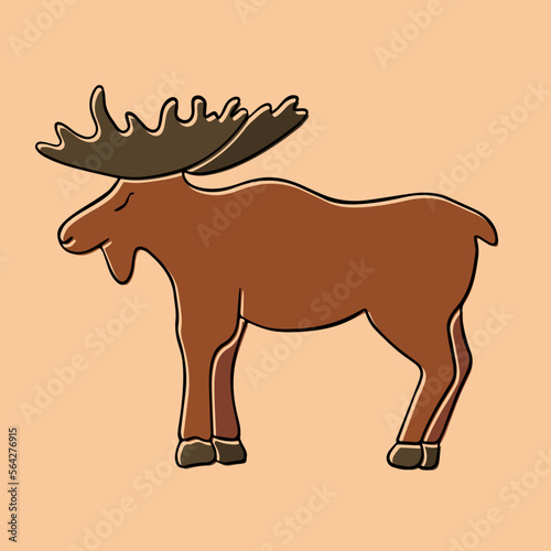 Vector isolated illustration of moose with outline.