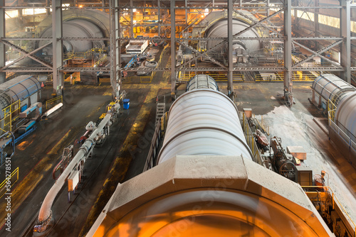 Ball mills in a Copper Mine in the mining region of northern Chile.