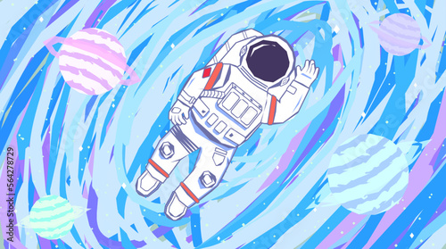 Illustration of an astronaut floating in space