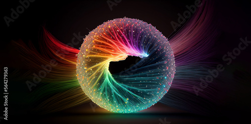 Optical fiber speed concept illustration, colorful lines connection network high speed data transfer. Generative AI