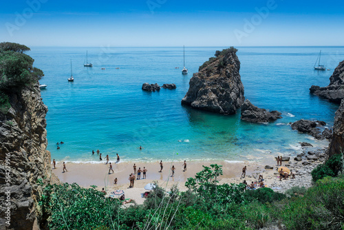 Exotic beach in summer in Sesimbra, Portugal photo