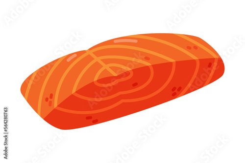 Red Salmon Fish Slab as Seafood and Fresh Sea Product Vector Illustration