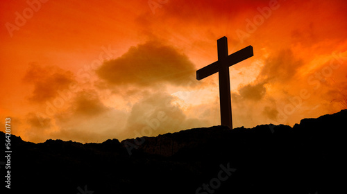 cross jesus christ silhoutte when sunset