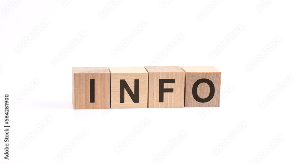INFO inscription on wooden cubes isolated on white background INFO inscription on wooden cubes isolated on white background