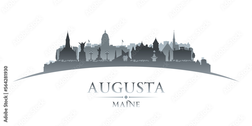 Augusta Maine city silhouette white background