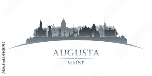 Augusta Maine city silhouette white background