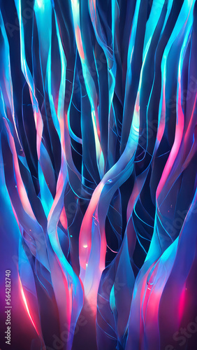 3d render abstract minimal neon background with glowing illustration Generative AI Content by Midjourney