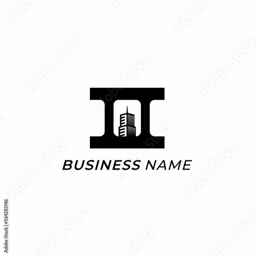 design logo combine film strip and real estate