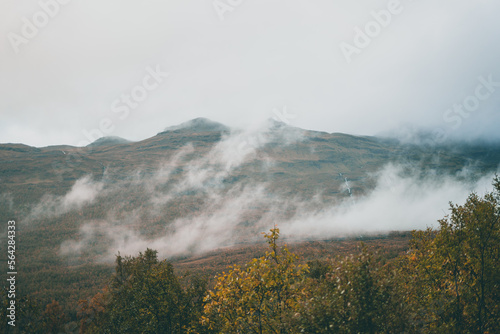 Majestic norwegian landscape with mountains in autumn