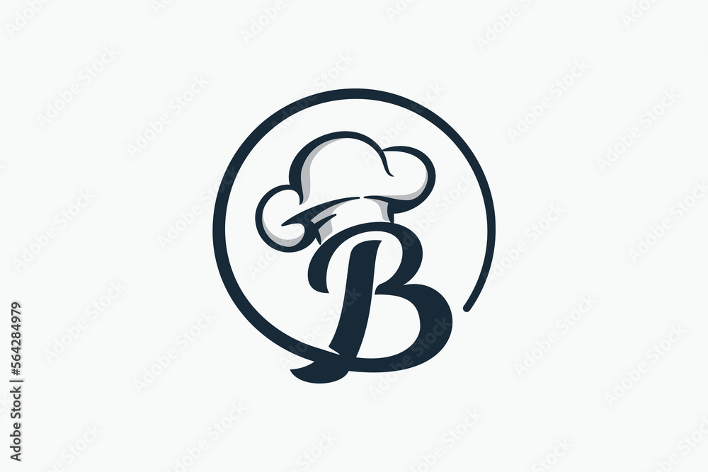 Chef Logo With A Combination Of Letter B And Chef Hat For Any Business ...