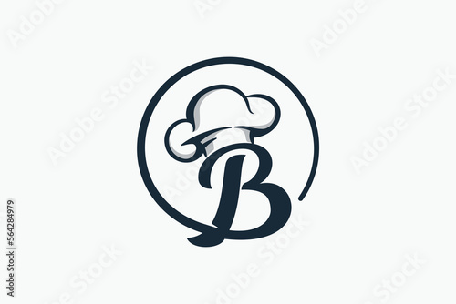 chef logo with a combination of letter b and chef hat for any business especially for restaurant, cafe, catering, etc.