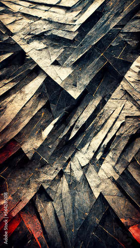 Black triangular abstract background surface 3d Render illustration Generative AI Content by Midjourney