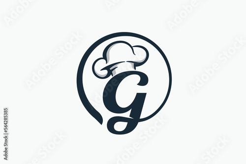chef logo with a combination of letter g and chef hat for any business especially for restaurant, cafe, catering, etc.