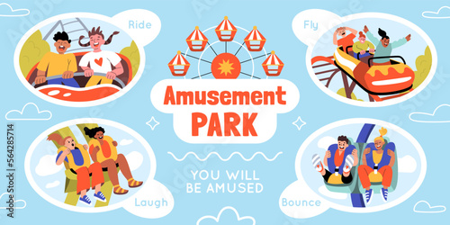 Amusement Park Flat Infographics