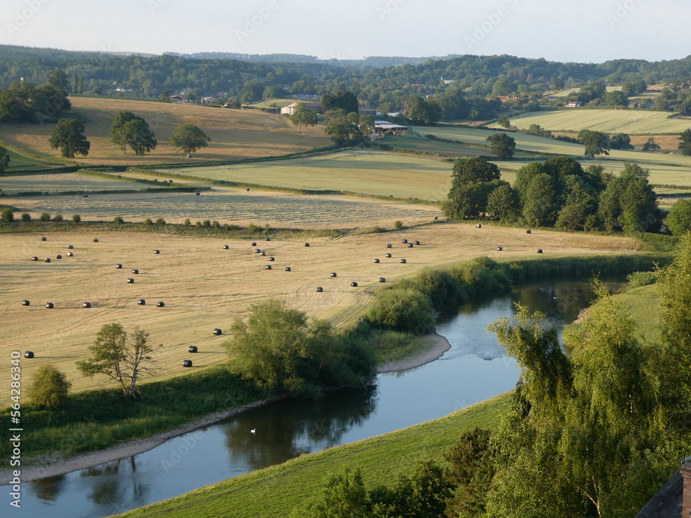 River Wye meandering through Herefordshire countryside in high summer