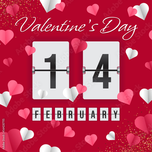 Valentine's Day - 14th February (vector analog countdown timer)