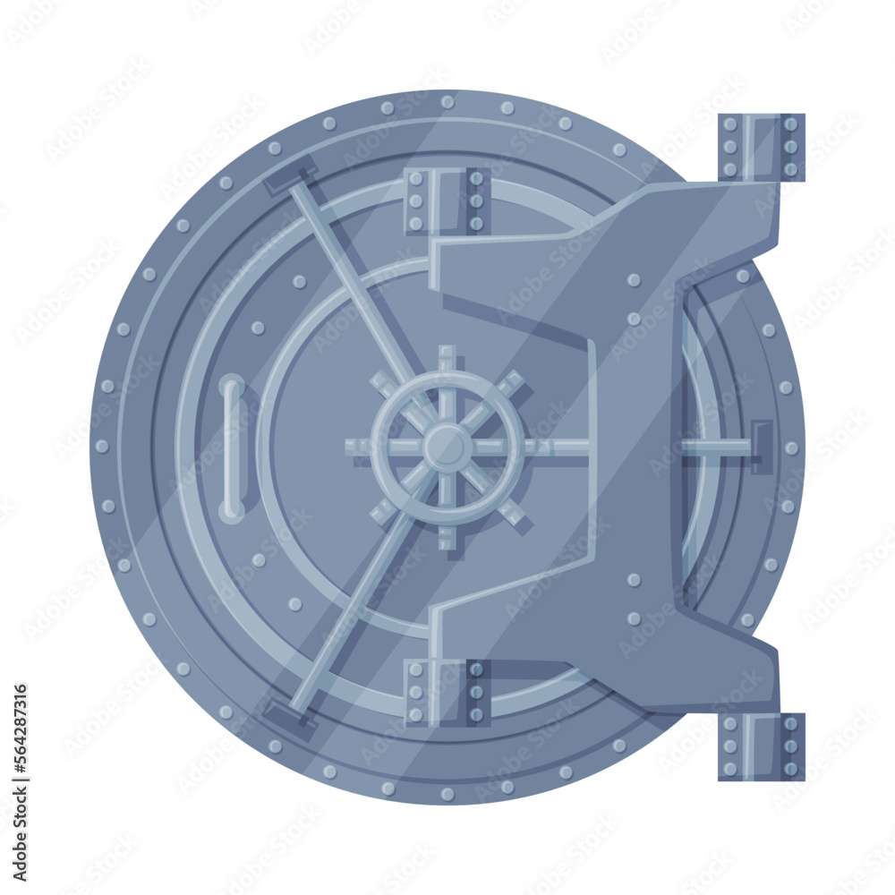 Fototapeta premium Closed Metal Safe or Strongbox for Securing Valuable Object Vector Illustration