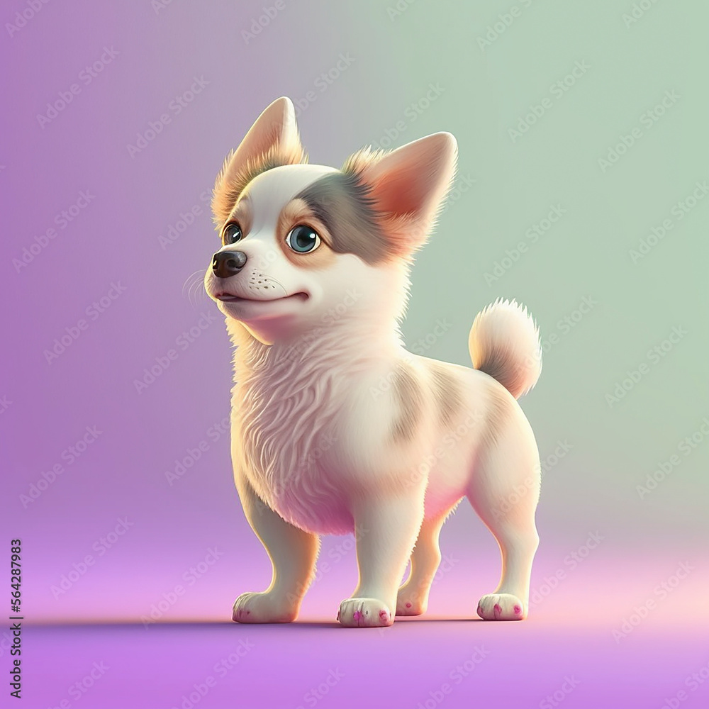 Cartoon dog with lovely pastel color and a perfectly detailed entire ...