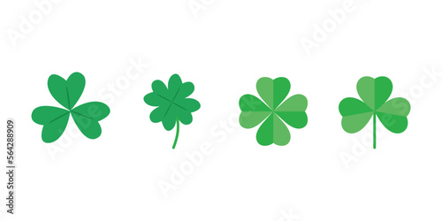 Good luck shamrock or a four leaf clover flat vector icon. Vector EPS.