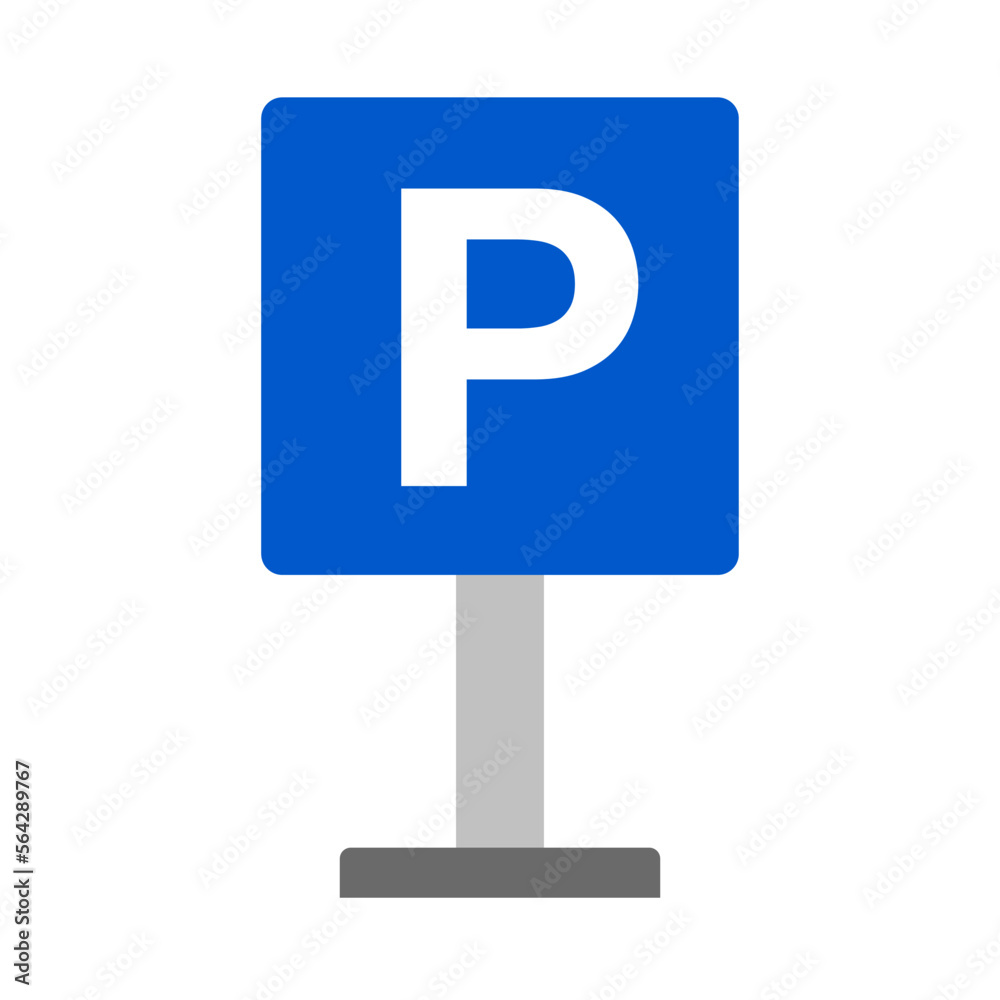 Flat design parking sign and pole. Parking area for bicycles, cars and motorcycles. Vector. Flat design parking sign and pole. Parking area for bicycles, cars and motorcycles. Vector.