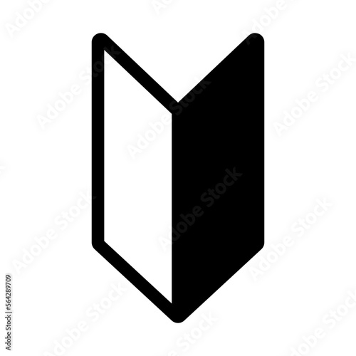 Beginner mark silhouette icon. Newly licensed drivers sign. Vector.