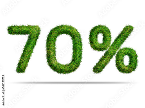 70 percent with green grass for special offer discount sale concept 