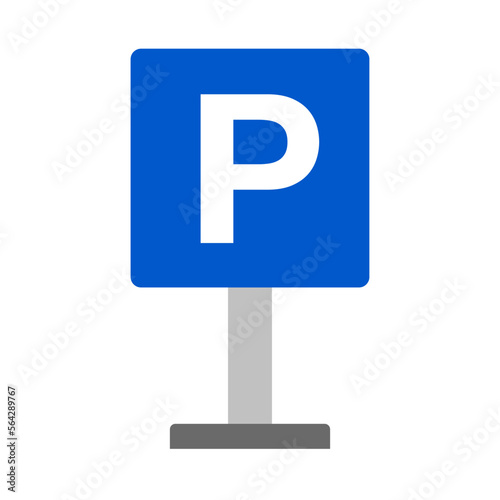 Flat design parking sign and pole. Parking area for bicycles, cars and motorcycles. Vector.