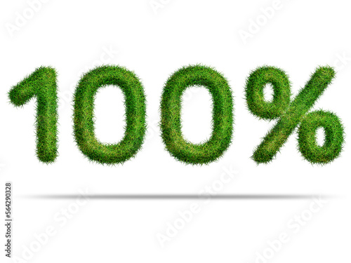 100 percent with green grass for special offer discount sale concept 