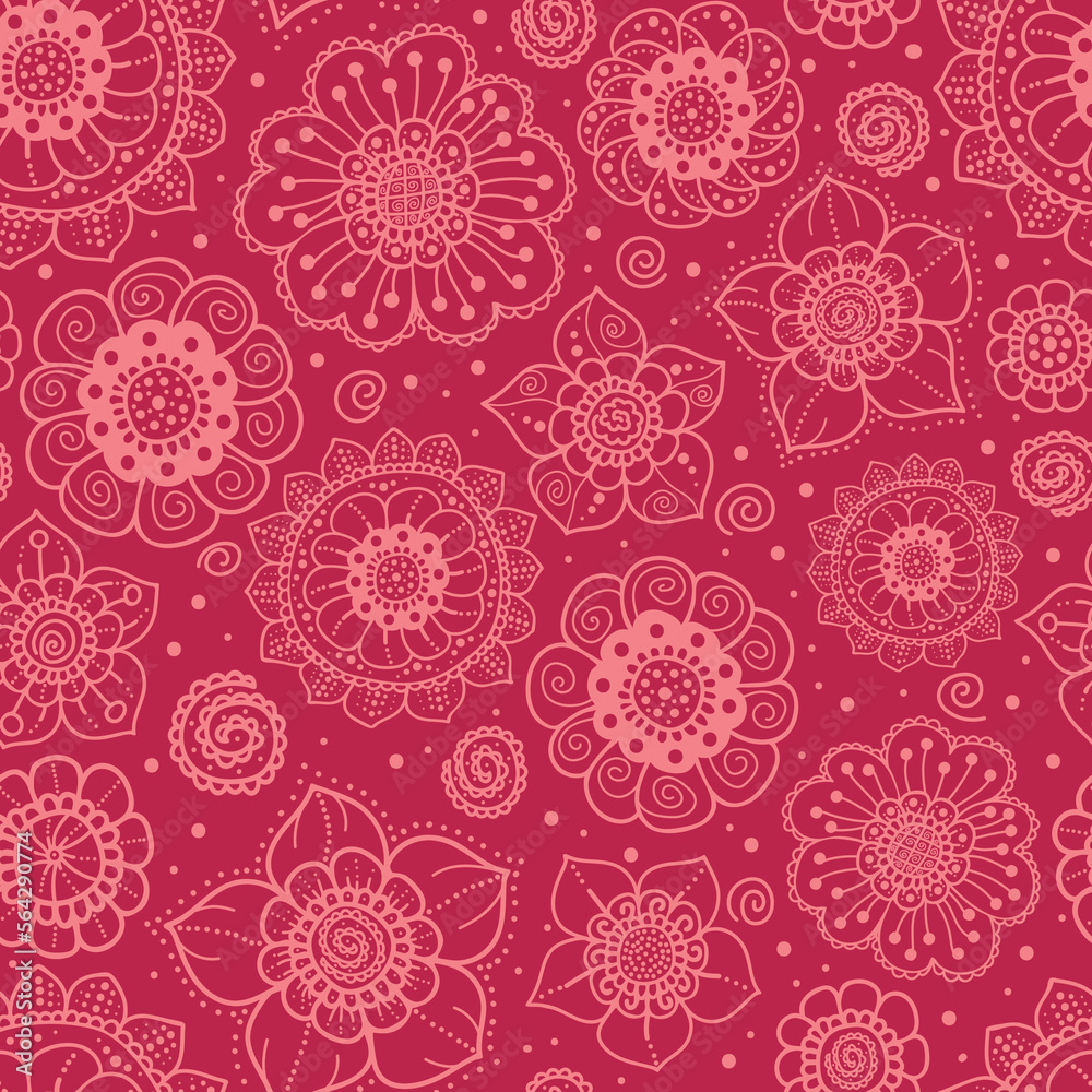 Vector hand drawn flowers pattern background. Perfect for fabric, scrapbooking, wallpaper projects Vector hand drawn flowers pattern background. Perfect for fabric, scrapbooking, wallpaper projects