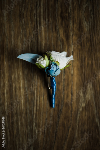 blue pinned flower photo