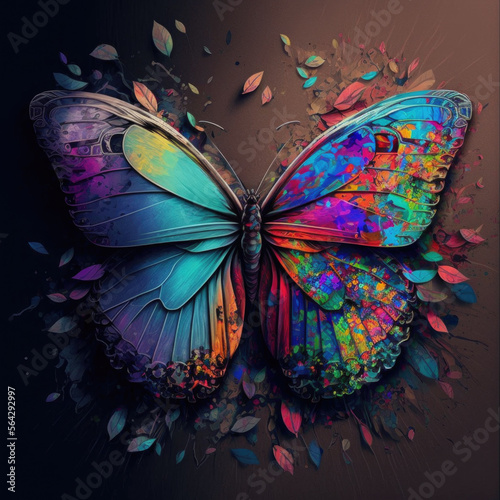  Coloful butterfly animal created with generative ai technology
