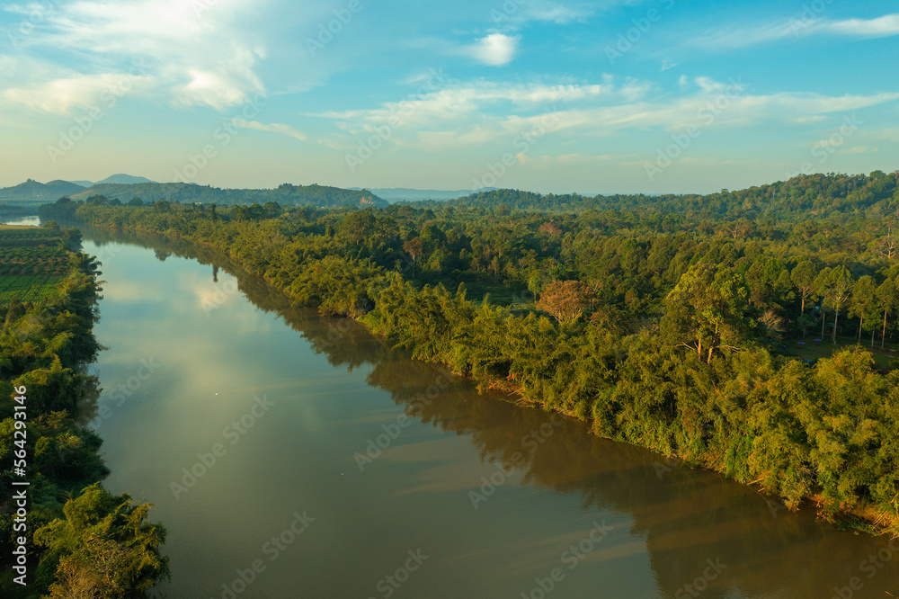 Aerial view of  The Song Dong Nai River in Cat Tien National Park, Vietnam
