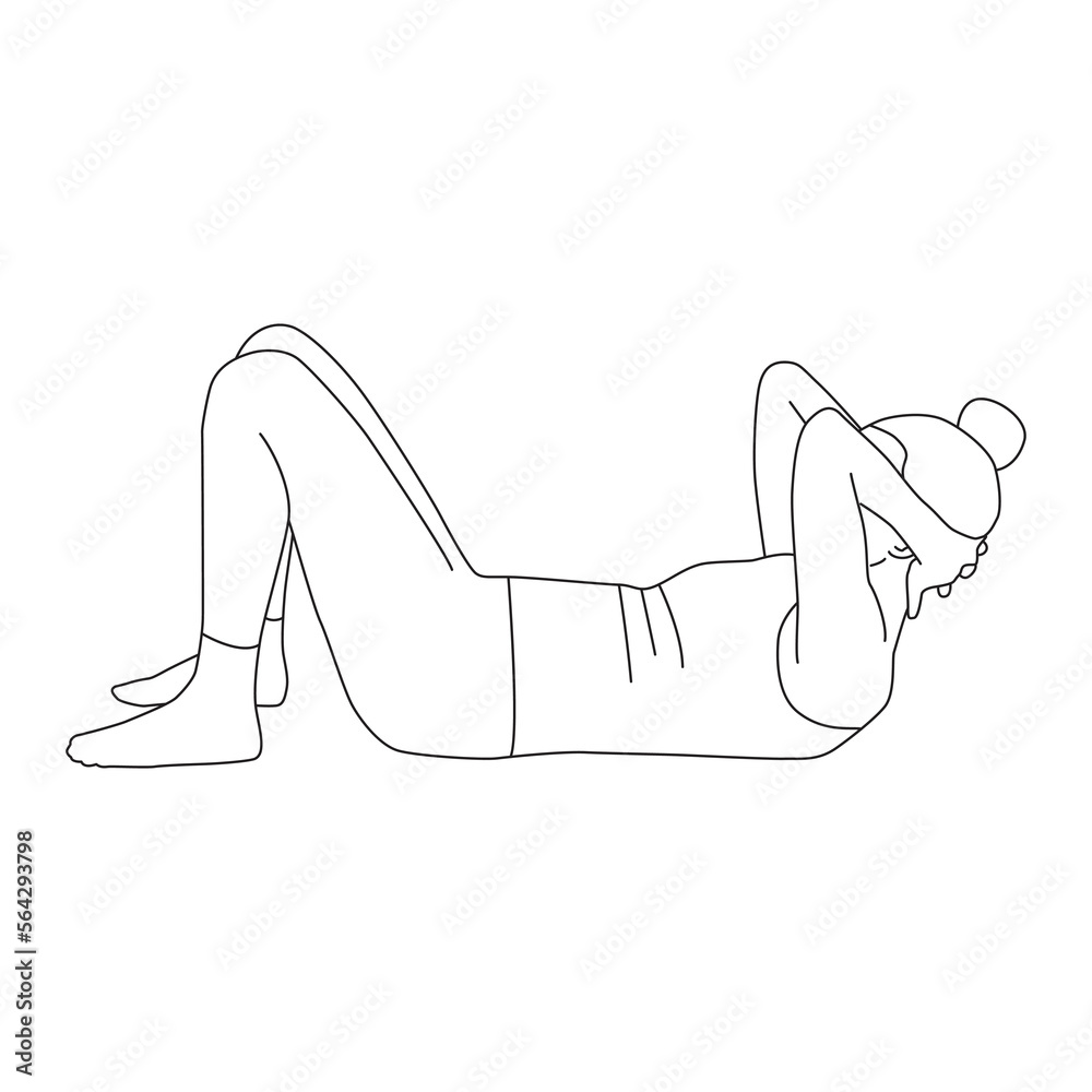 Line art of woman doing sit up exercise vector Line art of woman doing sit up exercise vector