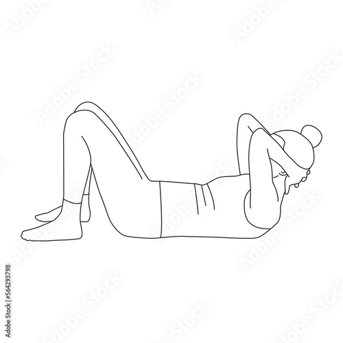 Line art of woman doing sit up exercise vector