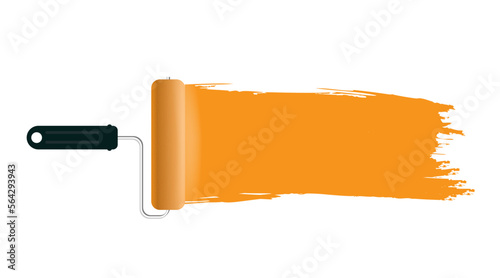 Paint roller with brush line. vector