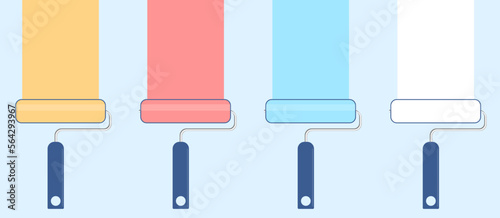 Paint roller brush icon, paint brush icon, paint roller icon solid style, Set of roller brushes