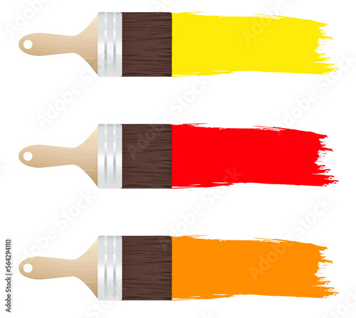 Paint brush with long stroke isolated on white background
