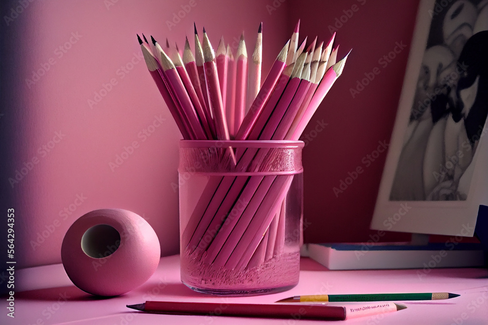 Pink pencils scene background