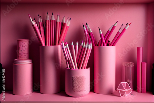 Pink pencils scene background