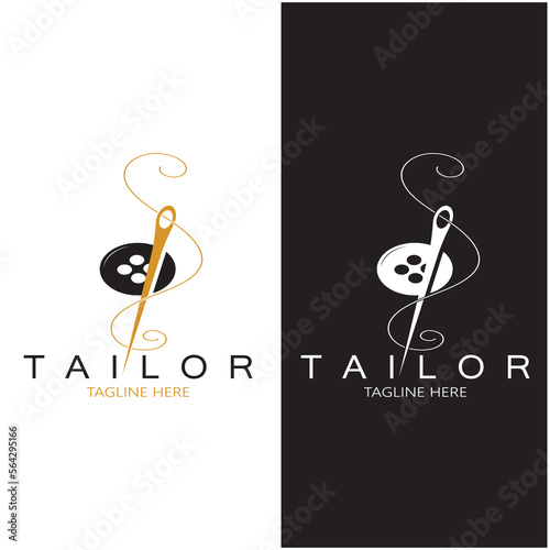 tailor logo icon illustration template combination of buttons for clothes, thread and sewing machine, for clothing product design, convection companies, fashion in vector form