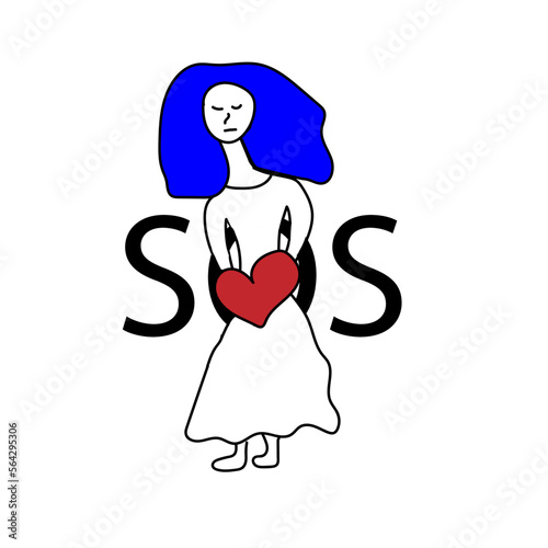 
Image of a girl, with a heart on her stomach and the inscription SOS. About women's problems, which are not customary to talk about. Women's diseases and infertility