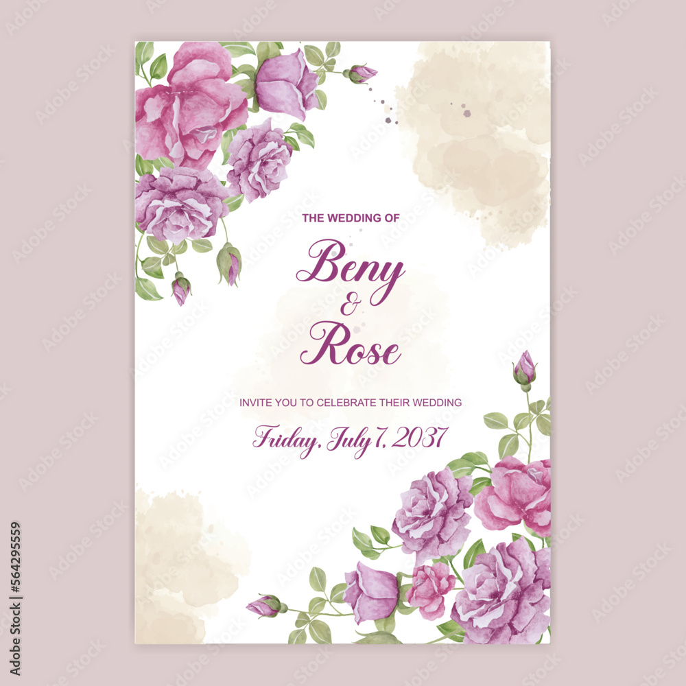 creamy pink rose,greenery, berry juniper vector design banner. Wedding seasonal flower. Floral watercolor. Isolated and editable,watercolor vector illustration 
