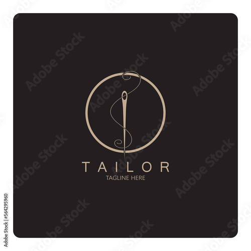 tailor logo icon illustration template combination of buttons for clothes, thread and sewing machine, for clothing product design, convection companies, fashion in vector form