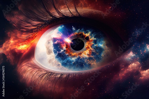 eye of the world with universe reflecting  generative ai