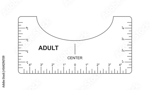 T shirt alignment guide. Adult size template. Ruler for centering clothing design. Sewing measurement tool with markup and numbers for sublimation print or laser cut. Inches calibration.