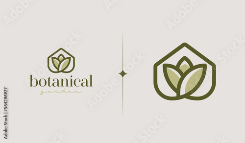 Leaf Flower Tree monoline. Universal creative premium symbol. Vector sign icon logo template. Vector illustration