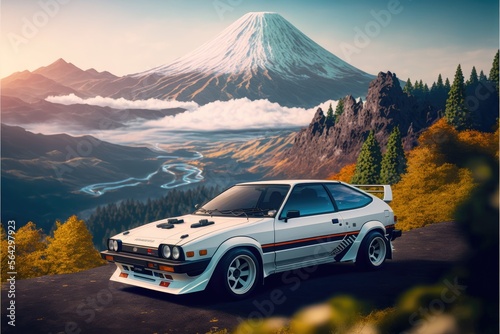 Japan's car in the mountains Generative AI © Sandris_ua
